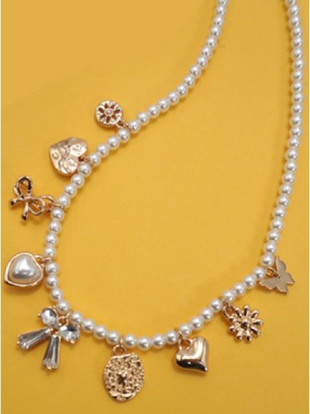 Gold Charm Pearl Necklace - Women's Fashion Jewelry